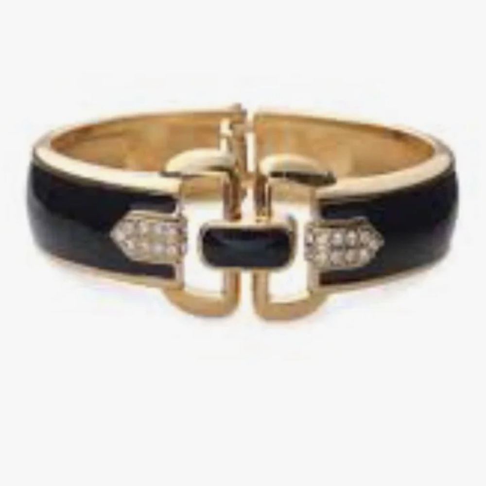 Stella & Dot Duchess Black Gold Enamel Bracelet